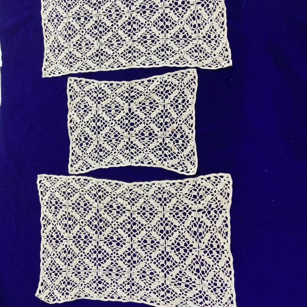 Vintage Bundle of 3  crochet serviettes
